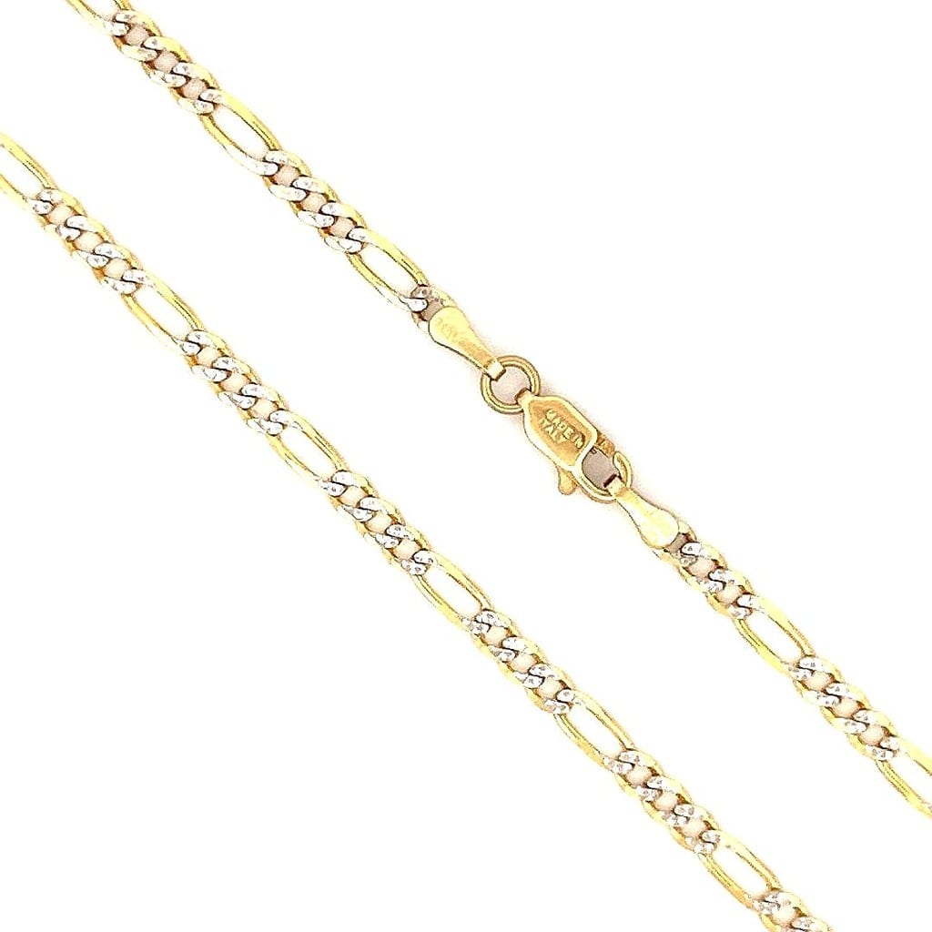 14K yellow gold Figaro chain with lobster clasp detail