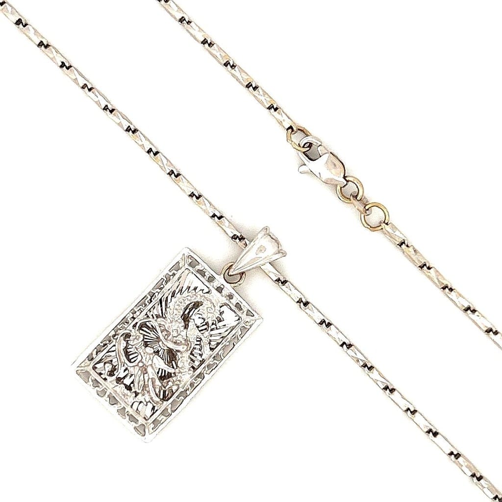 Full view of the 18K white gold necklace