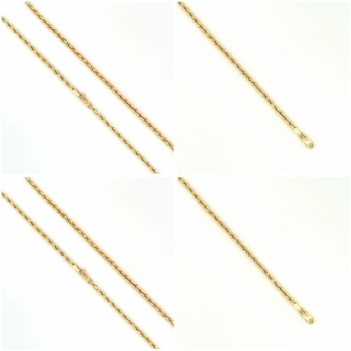 14K Yellow Gold Rope Chain Necklace displayed on a white background, showcasing its elegant design.