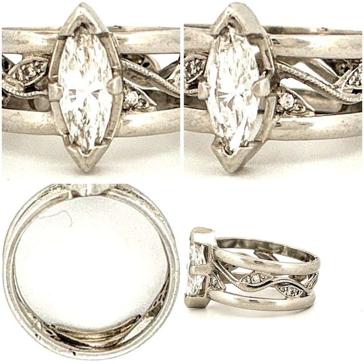 Collage of diamond ring views
