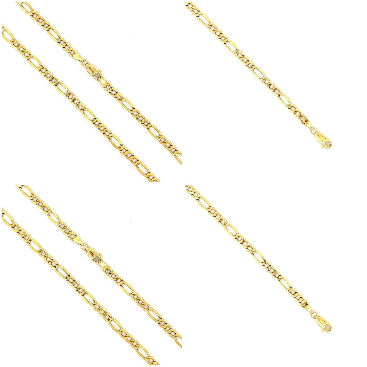 14K Yellow Gold Figaro Chain on white background