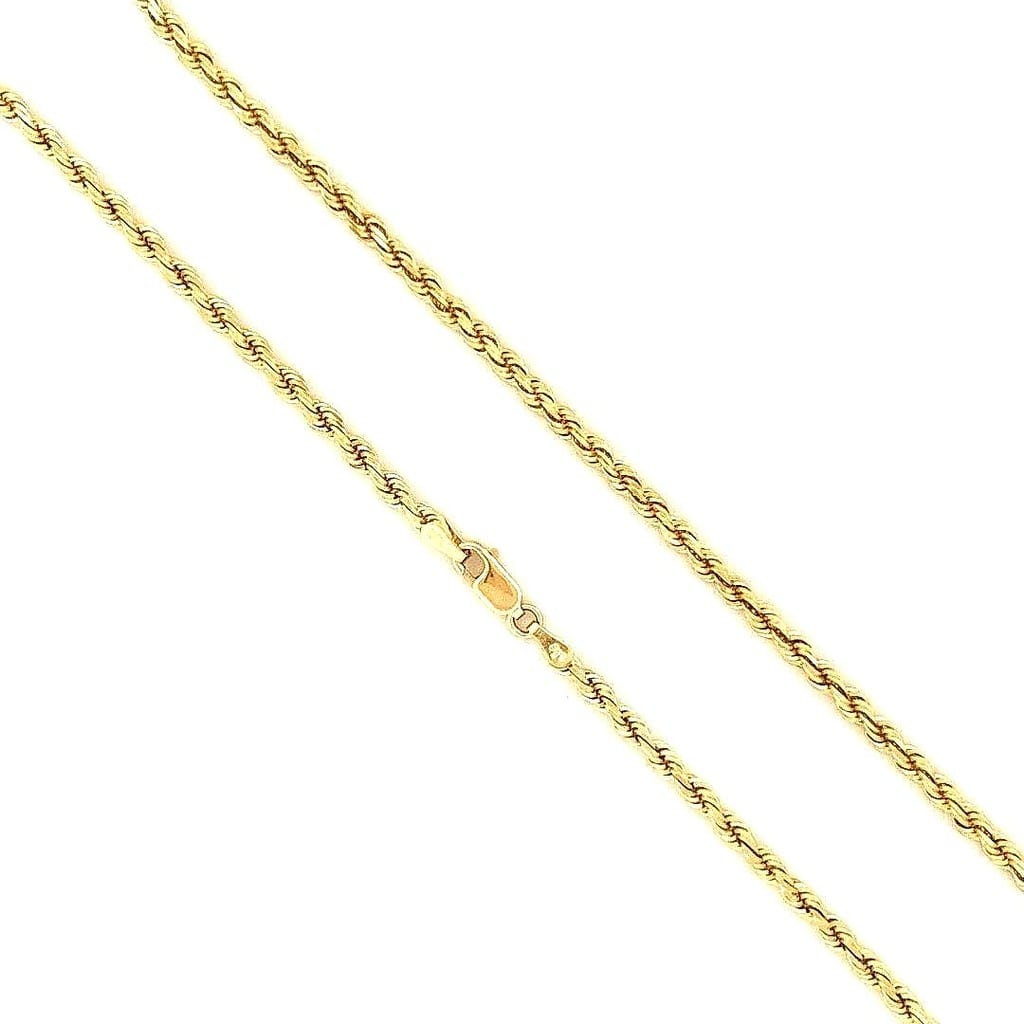 Close-up of 14K Yellow Gold Rope Chain showing the intricate rope style.