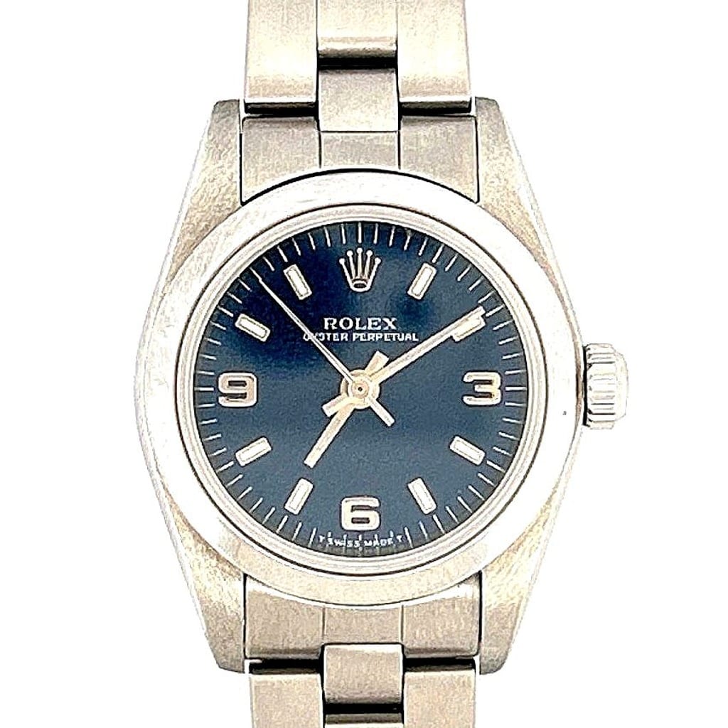 Rolex Oyster Perpetual 24mm Blue Dial Watch front view