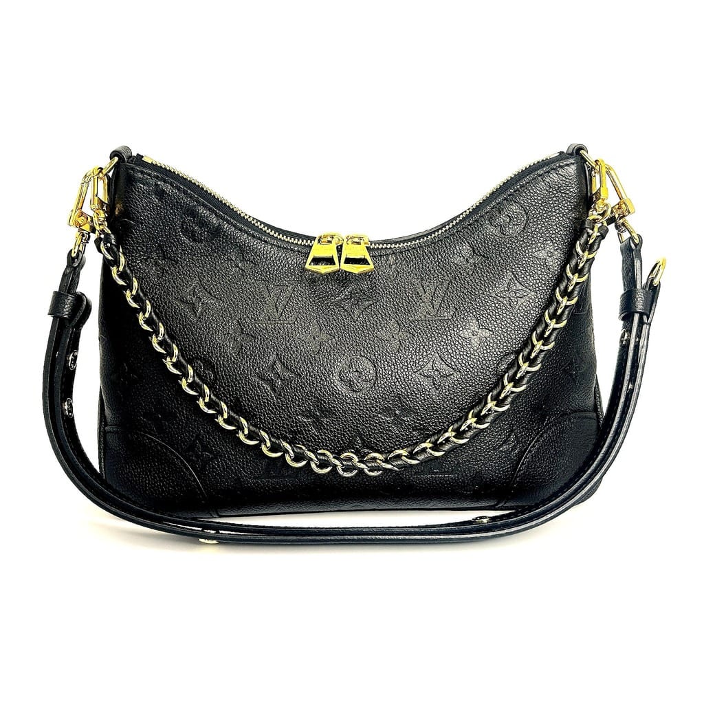 Front view of Louis Vuitton Boulogne PM Black Leather Bag