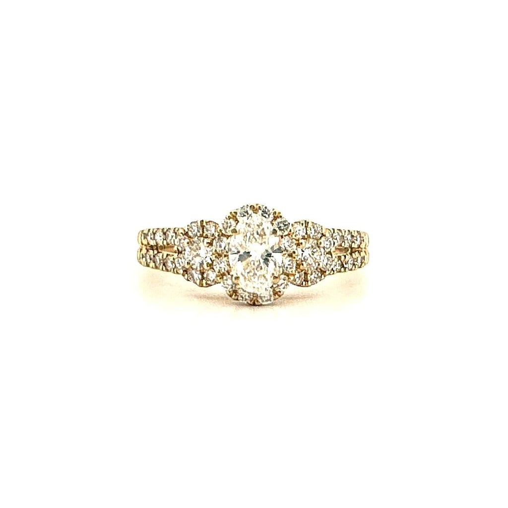 14K Yellow Gold Diamond Ring showcasing the oval lab grown diamond center stone.