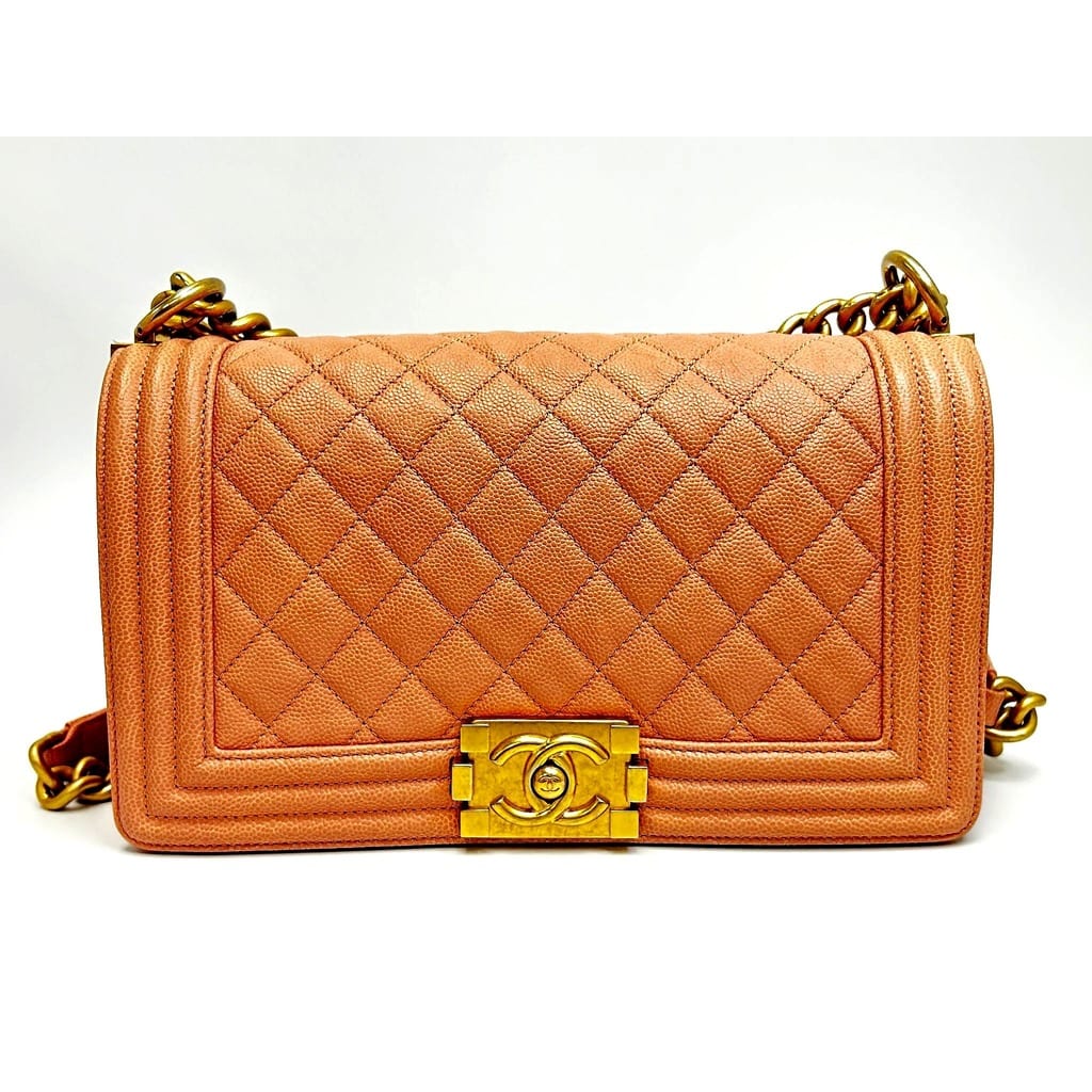 Interior view of Chanel Boy Bag showcasing size and compartments