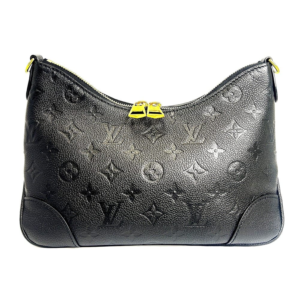 Side view of Louis Vuitton Boulogne PM showing gold hardware