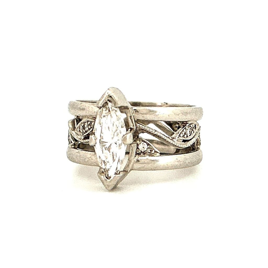Side view of marquise diamond ring