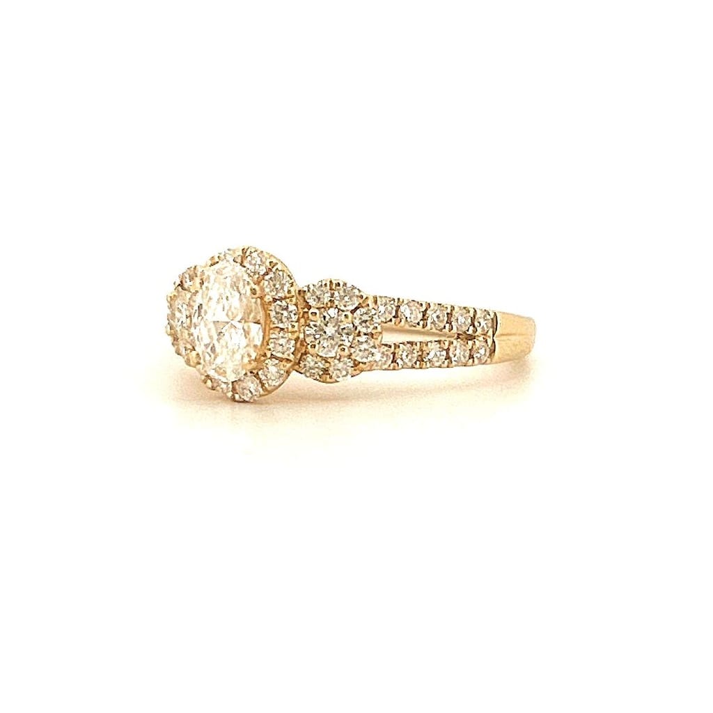 Close-up of the diamond setting on the ring