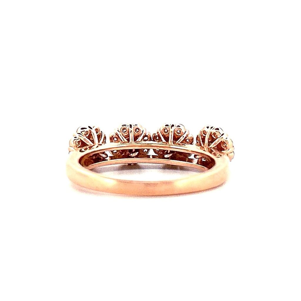 Close-up of the flower design on the diamond ring