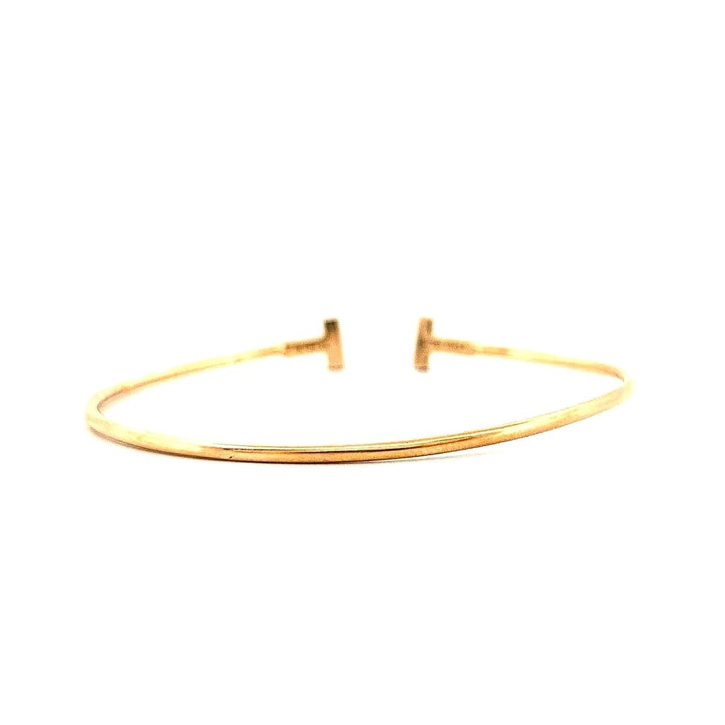 Close-up of the Tiffany & Co. T- Narrow Wire Bracelet highlighting its craftsmanship