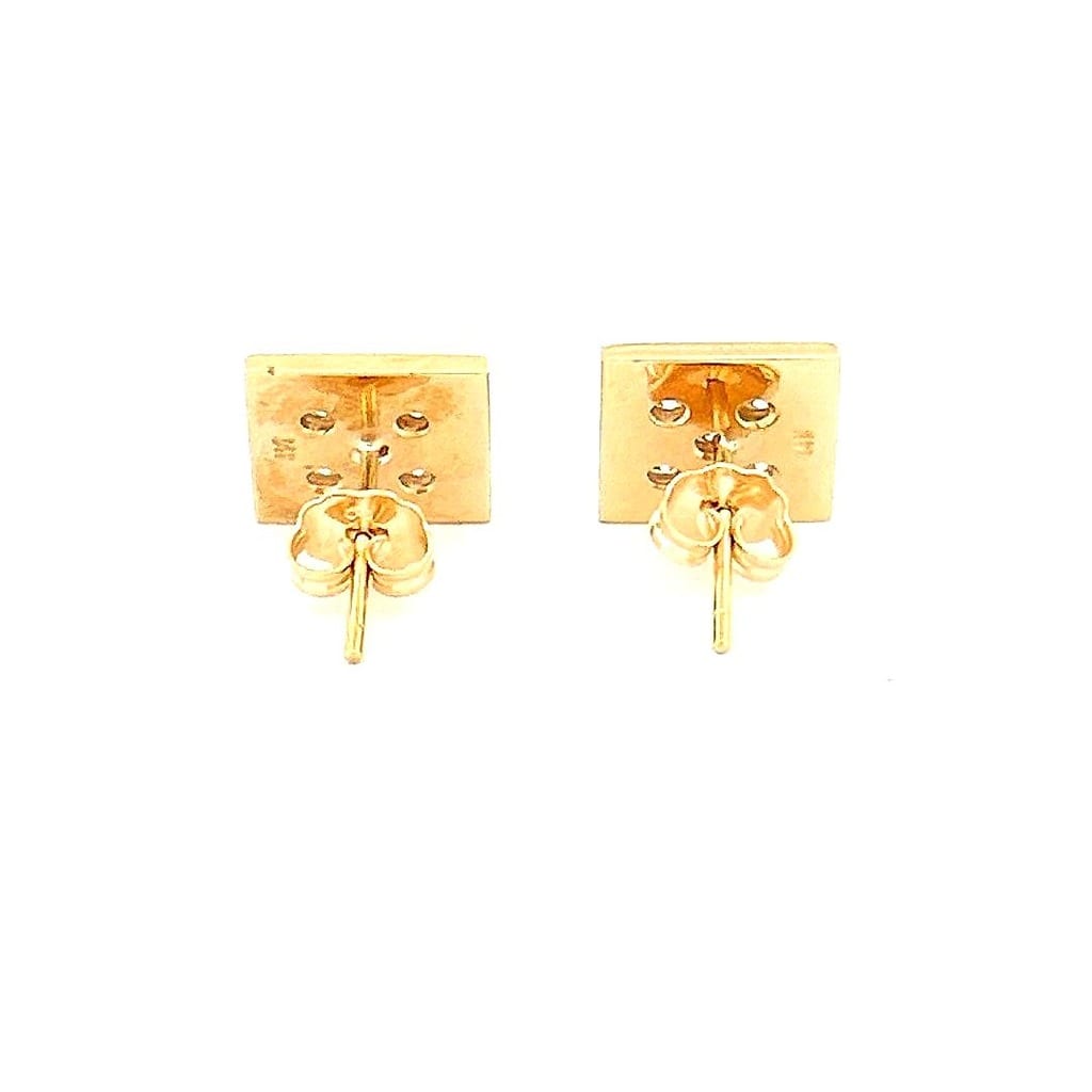 14K Yellow Gold Diamond Earrings on display