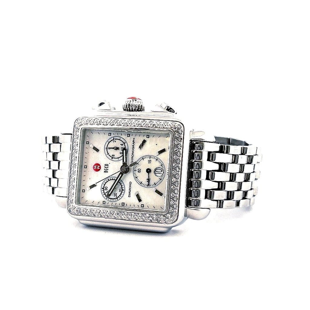 Michele Deco watch side view showing crown