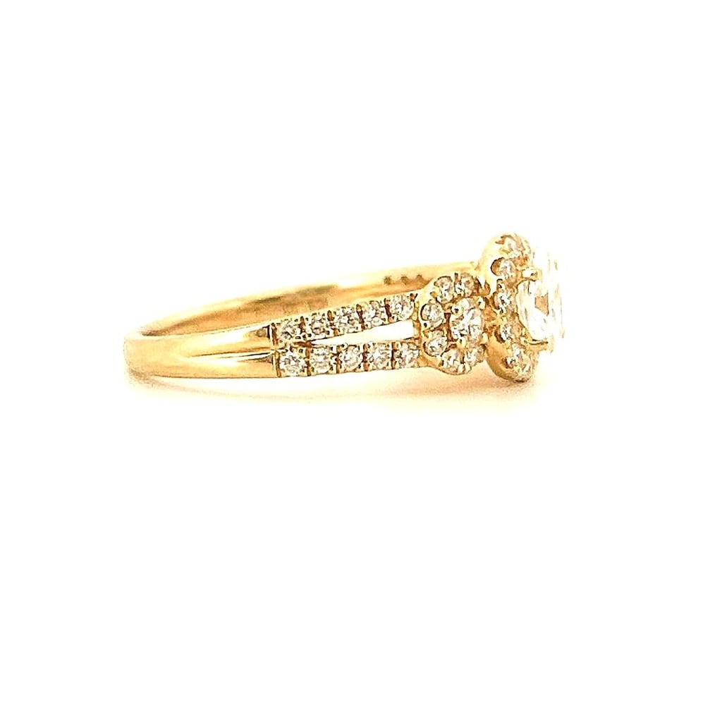 Lifestyle image of the 14K Yellow Gold Diamond Ring on a model's hand.