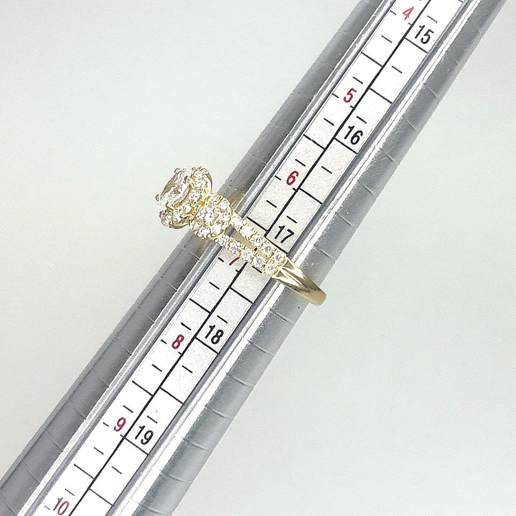 Detailed view of the ring's diamond setting