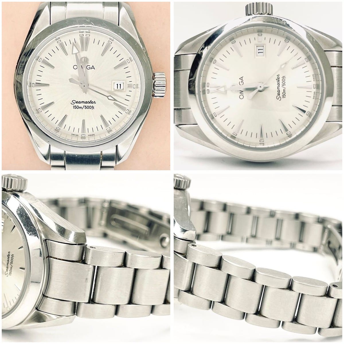 Collage of Omega Seamaster Aqua Terra features.