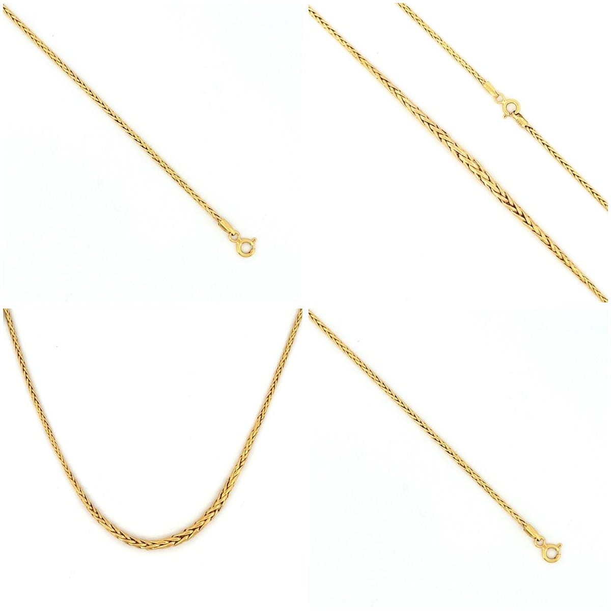 14K Yellow Gold Wheat Chain on white background