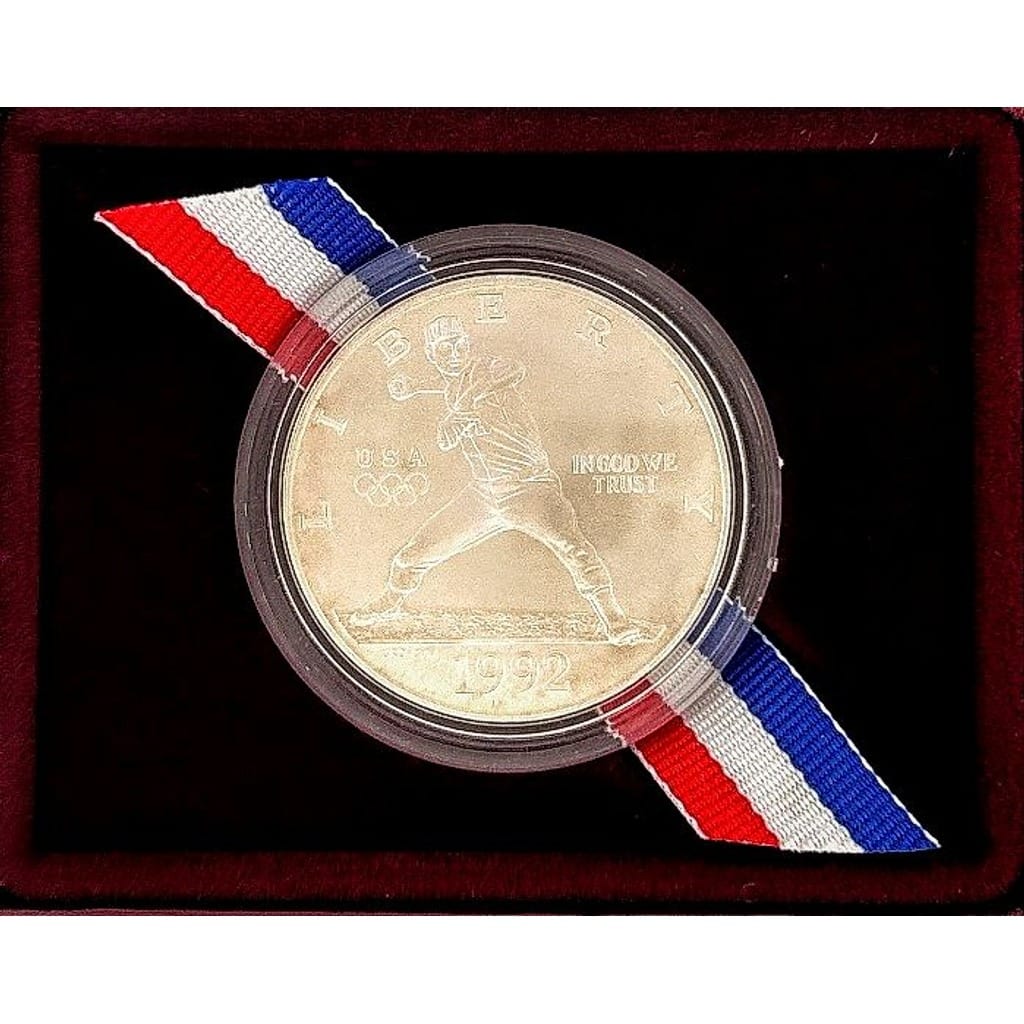 1992 U.S. Olympic Silver Dollar with original box and certificate