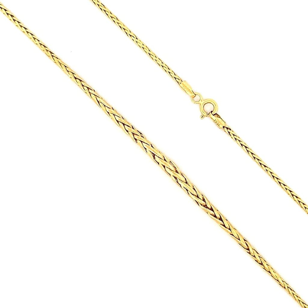 Full view of 14K Yellow Gold Wheat Chain