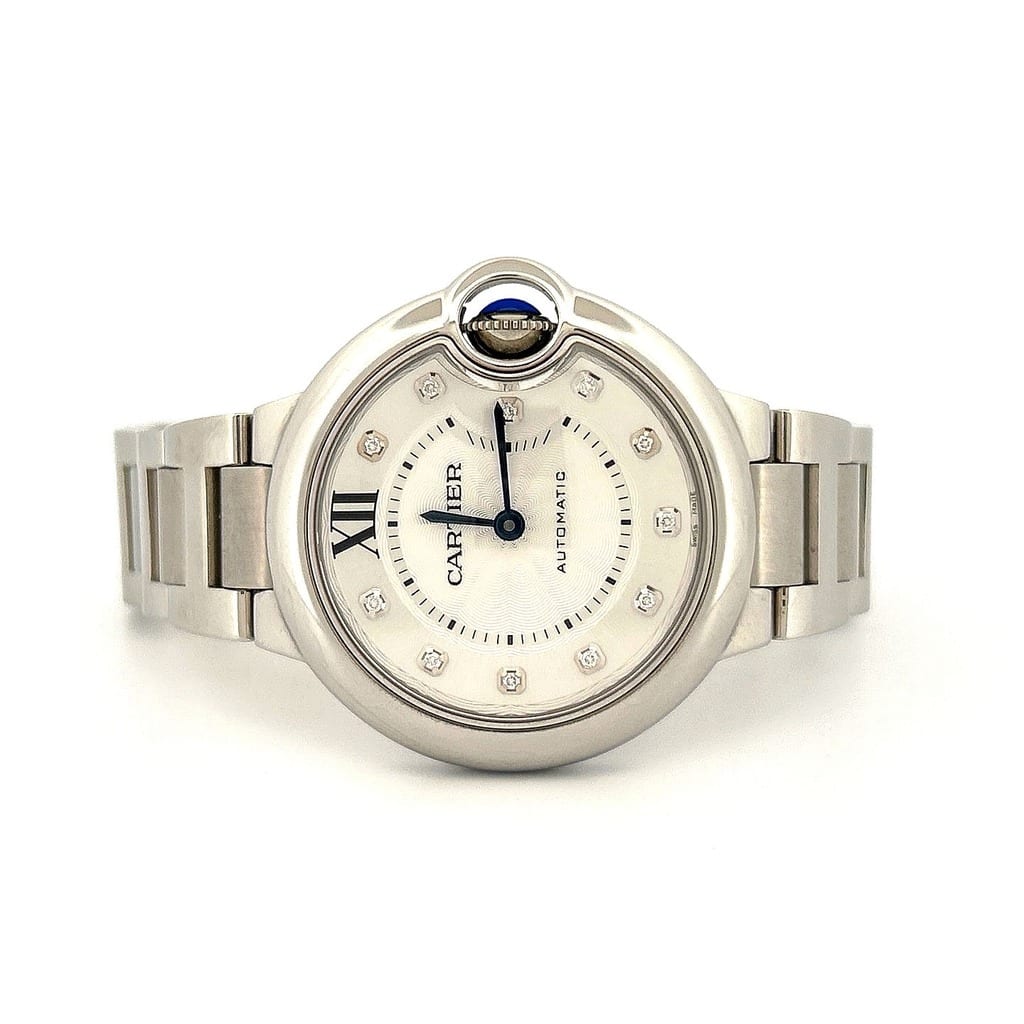 Cartier Ballon Bleu watch crown with blue cabochon