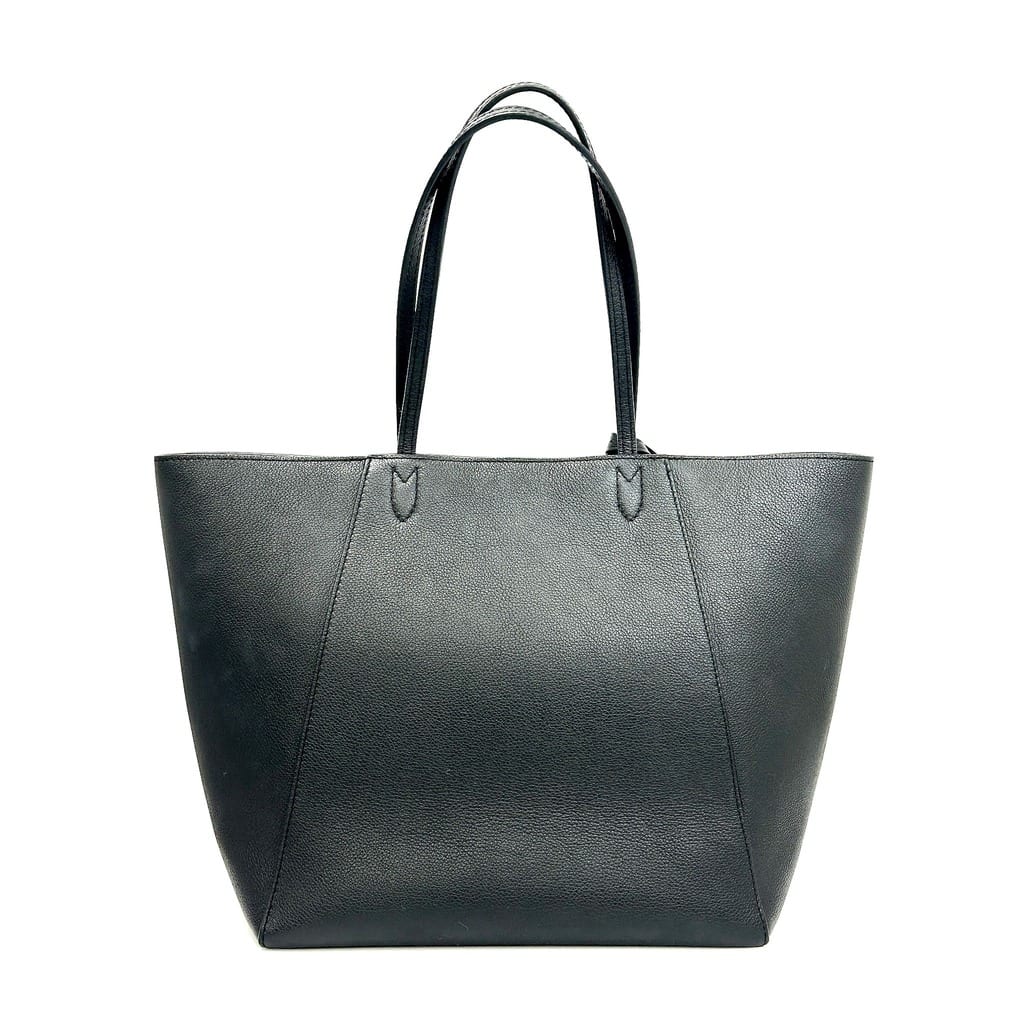 Detailed view of the Louis Vuitton LockMe Cabas MM Black Tote handle