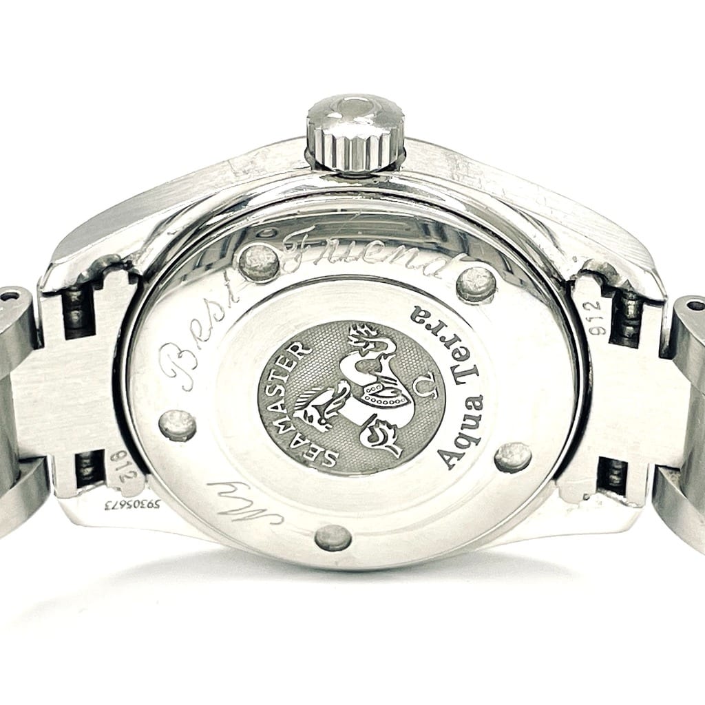 Omega Seamaster Aqua Terra watch in showcase at DCL Jewelry & Loan.
